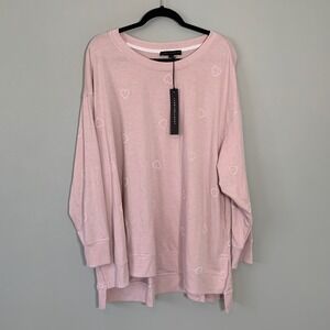 NEW Jane + Delancy Pink Heart Print Long Sleeve Sweatshirt Plus Size 3X